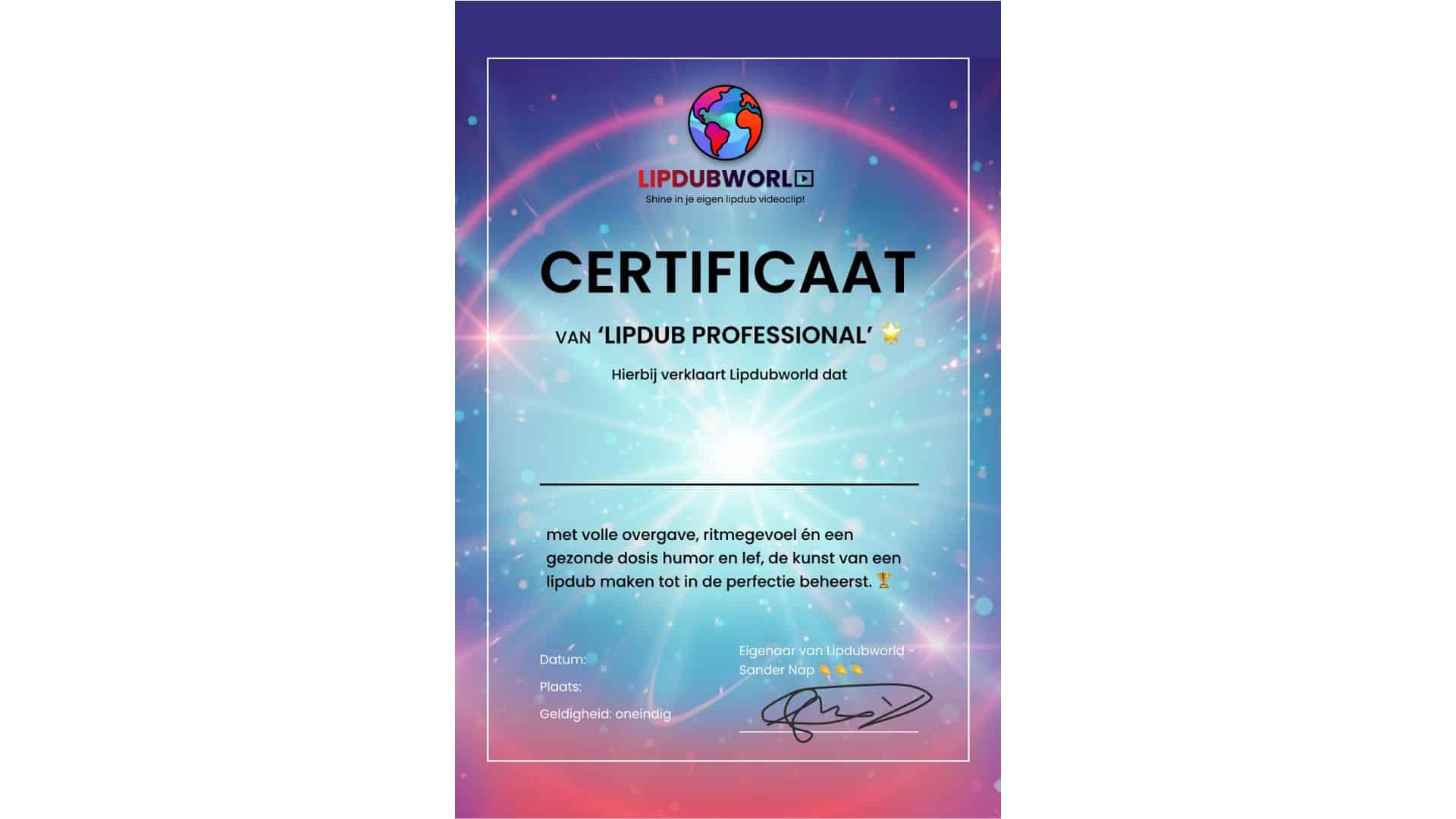 Lipdubworld Lipdub Certificate